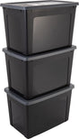 Iris clearbox opbergbox - 70l - kunststof - zwart grijs - set van 3