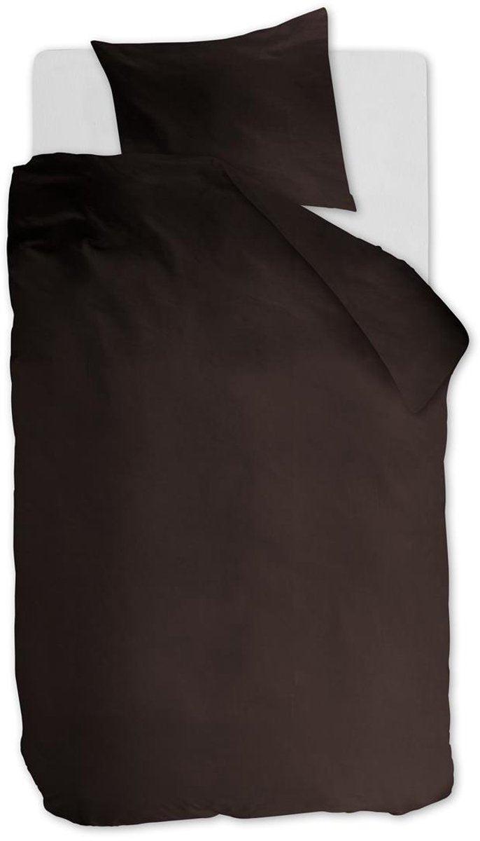 Ambiante cotton uni dekbedovertrek - effen - eenpersoons - 140x200 220 cm - bruin