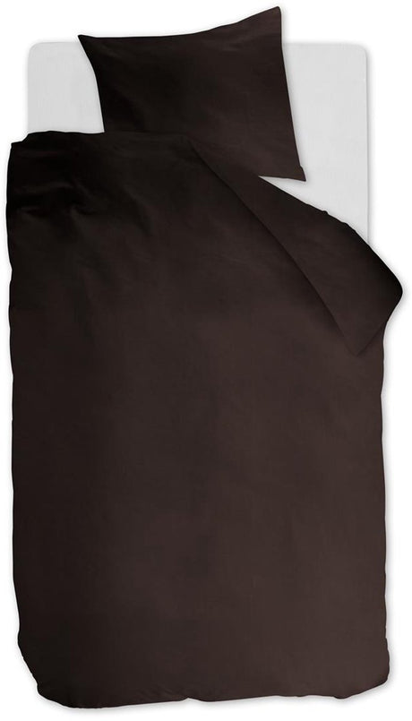 Ambiante cotton uni dekbedovertrek - effen - eenpersoons - 140x200 220 cm - bruin