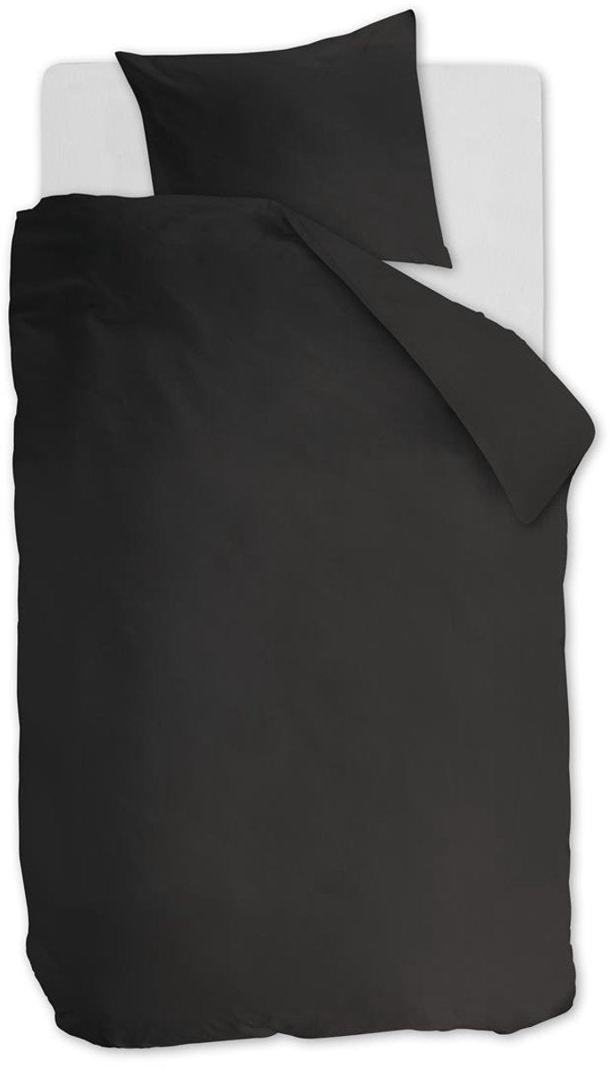 Ambiante cotton uni dekbedovertrek - effen - eenpersoons - 140x200 220 cm - antraciet