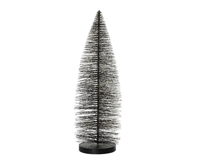 Decoris decoratief kerstboom borstel van kunststof zwart dia7x20cm