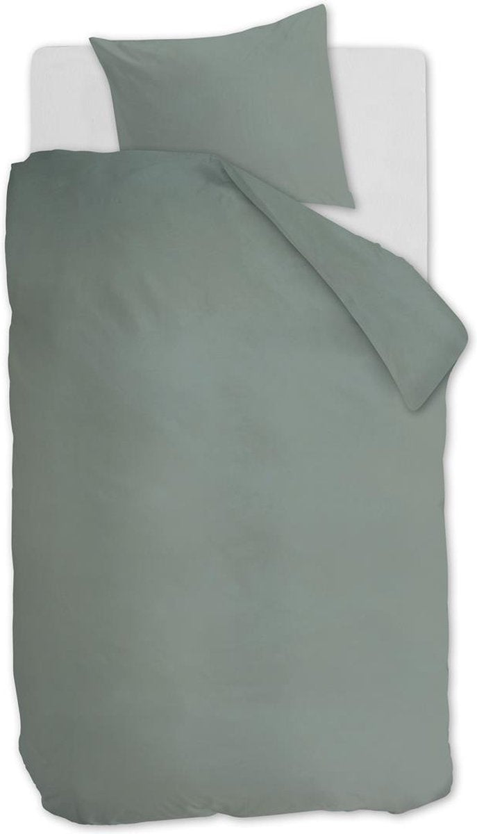 Ambiante cotton uni dekbedovertrek - effen - eenpersoons - 140x200 220 cm - groen