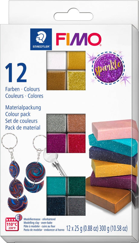 Fimo effect - ovenhardende boetseerklei - colour pack 12 kleuren sparkle colours