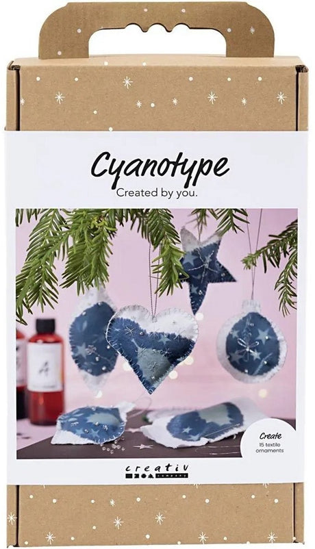 Creativ company hobbyset cyanotypie kerstdecoraties met cyanotypie blauw