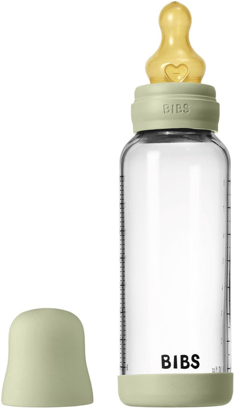 Bibs fles - medium flow - 240 ml - glas latex - sage