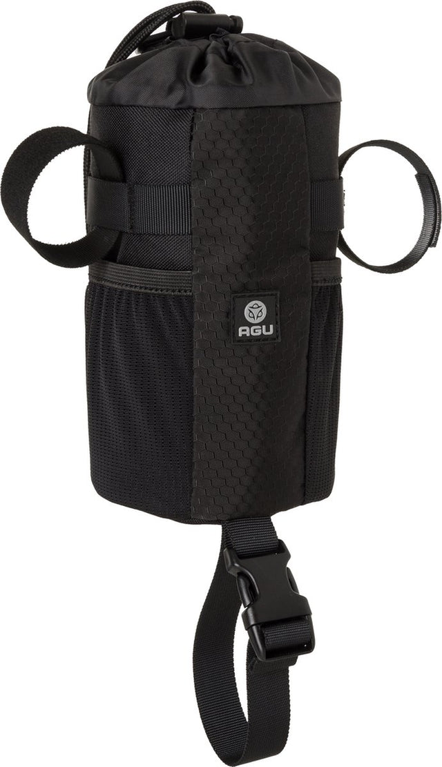 Agu venture - stuurtas voor fiets snacks - 1l - waterafstotend gerecycled polyester - zwart - 3m reflectie - twee mesh zijvakken - eenvoudige bediening