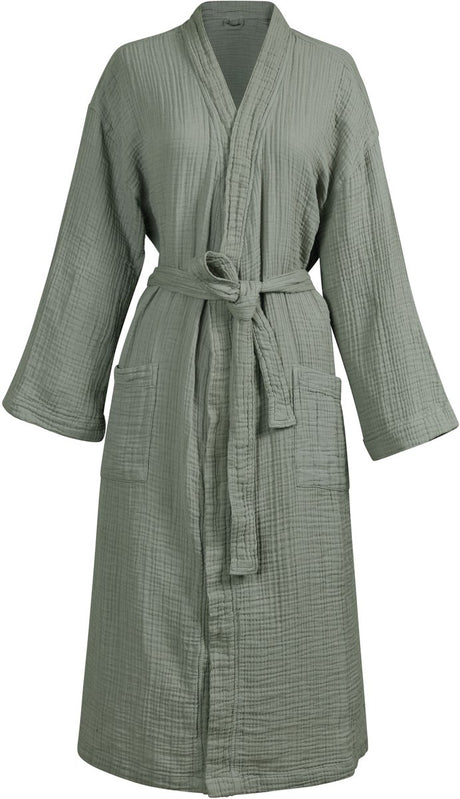 Vtwonen gentle embrace bathrobe badjas - saliegroen - l xl