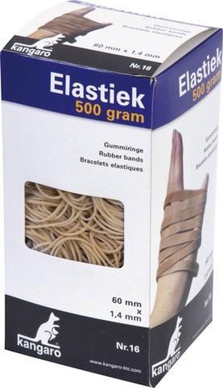 Kangaro elastiek - nr. 16 - 60 x 1,5 mm - 500 gram - naturel elastieken - elastiekjes