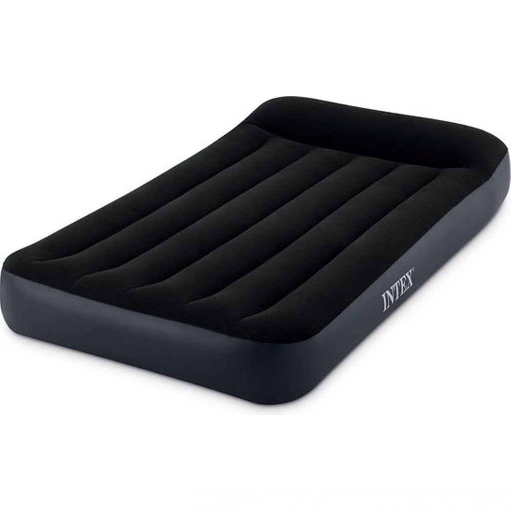 Intex 64146 pillow rest twin luchtbed + pomp 99x191x25 cm zwart