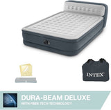 Intex queen ultra plush headboard luchtbed met ingebouwde pomp - 203x152x46cm