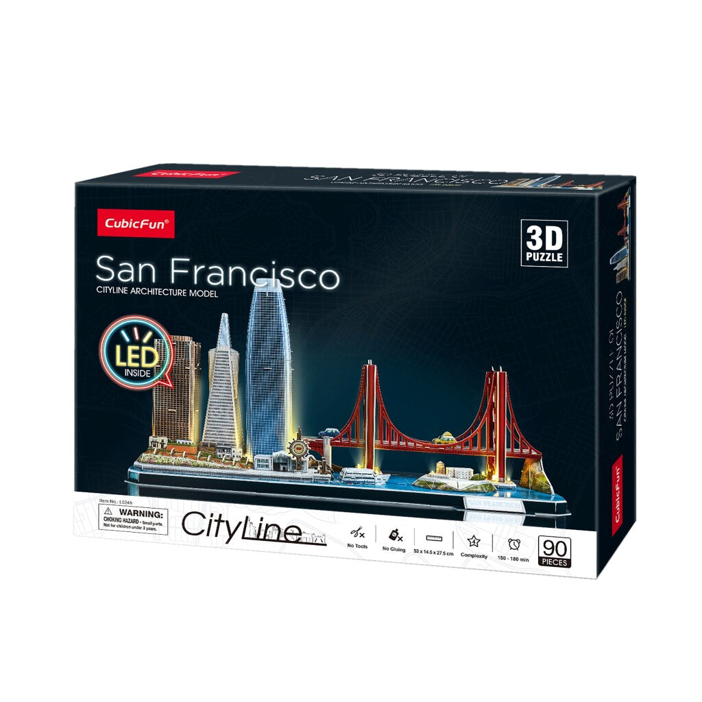 Cuubic Fun 3d Puzzle City Line San Francisco + LED oświetlenie 90 sztuk