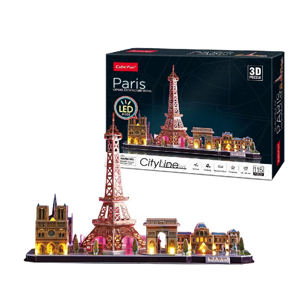 Puzzle a LED 3D di divertimento cubico paris 115 pezzi