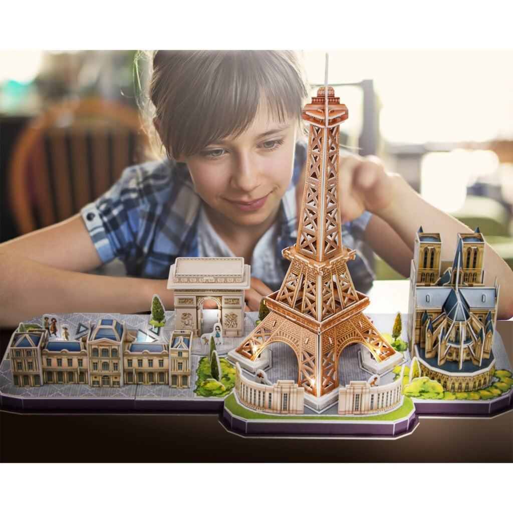 Kubická zábava 3D LED puzzle Paříž 115 kusů