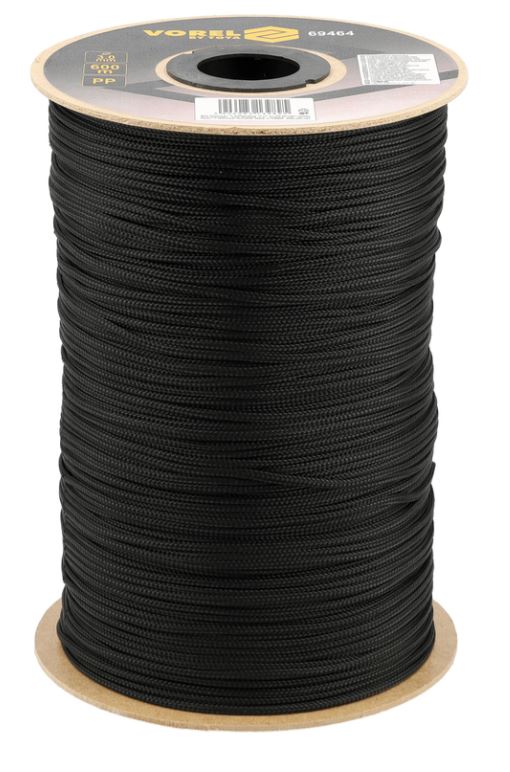 Vorel gevlochten touw 3mm 600m zwart