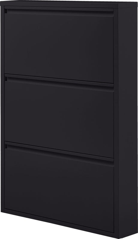 Woood sabine 3-vaks schoenenkast - metaal - zwart - 103x66x16