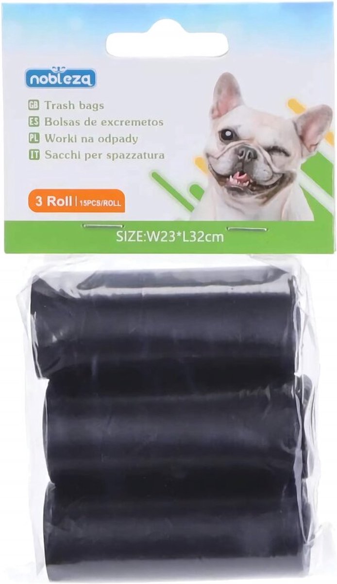 Nobleza hondenpoepzakjes - zwart - 3 rollen