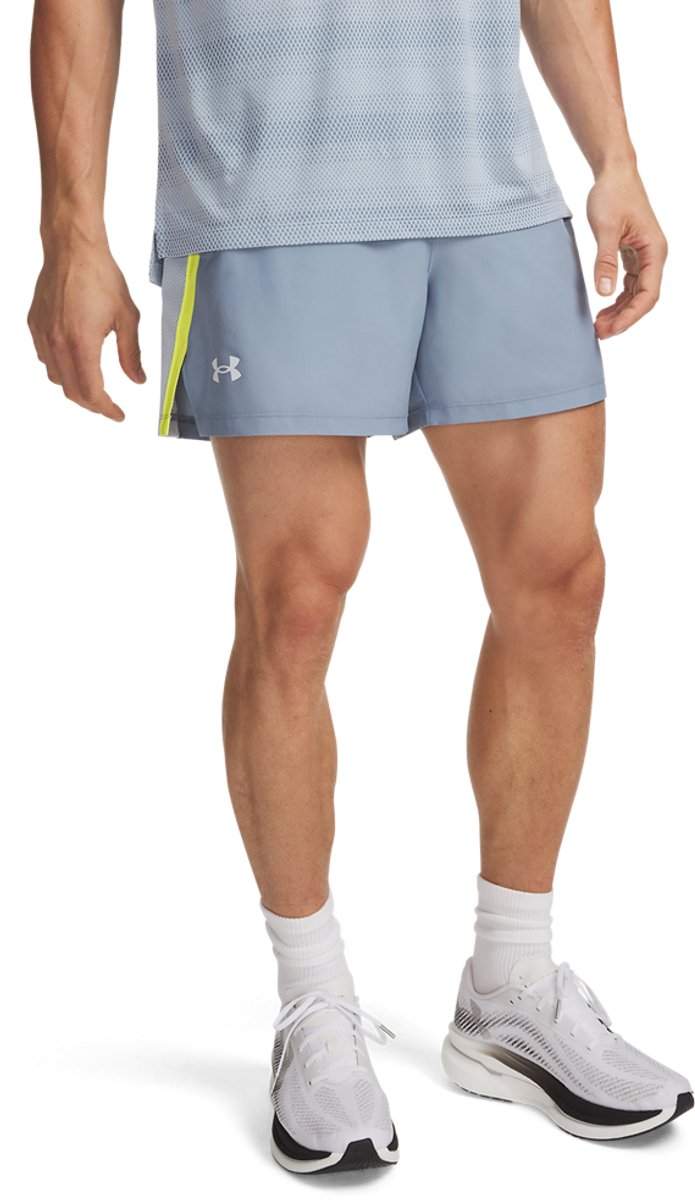 Under armour ua launch 5'' shorts-blu heren sportbroek - blauw wind - flash light - reflective xxl