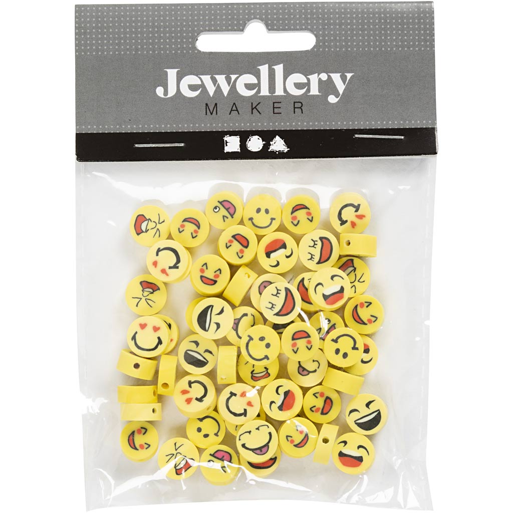 Creativ company https: www.cchobby.nl figuurkralen-emoji-d-10-mm-gatgrootte-1-5-mm-60-stuk-1-doos