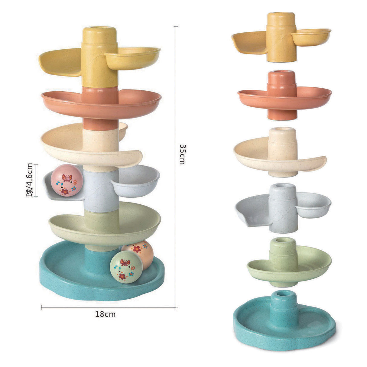 Spiraaltoren pastel kleuren - 35cm