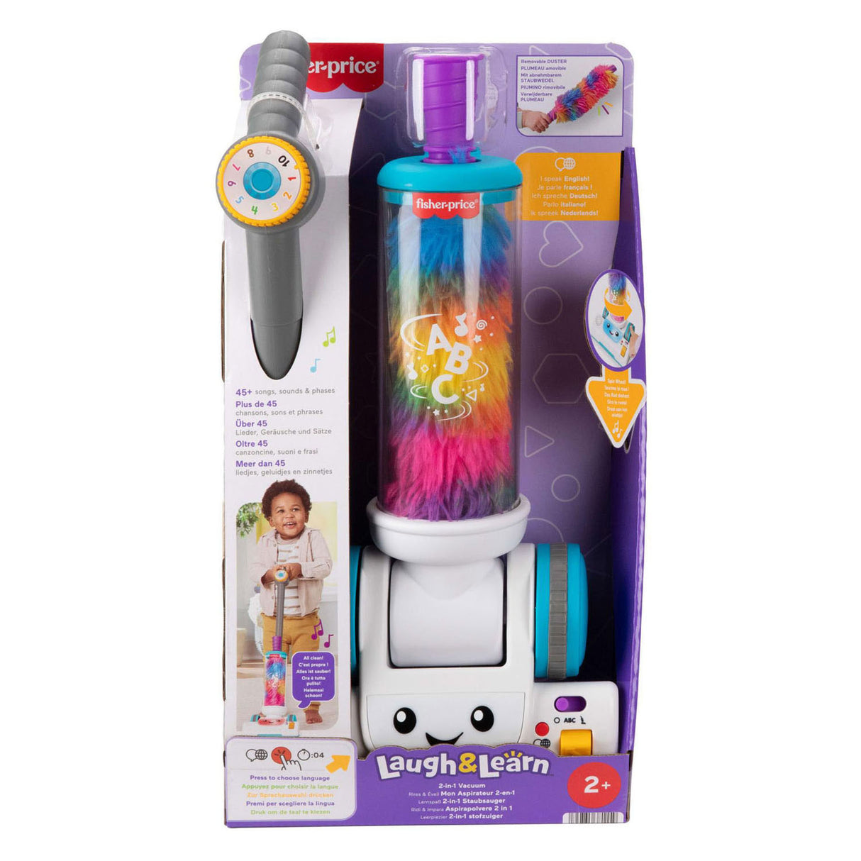 Fisher-price leerplezier 2-in-1 stofzuiger met stoffer en lichtjes en muziek