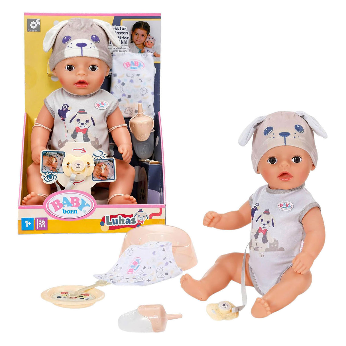 Baby born soft touch little boy lukas dog - 36cm