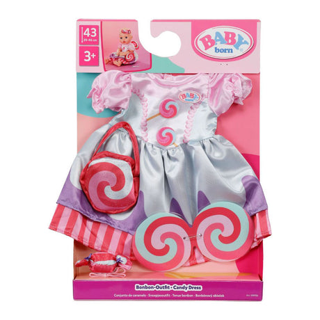 Baby born poppenoutfit kleurrijk snoepjurk 43cm poppenkleding. m