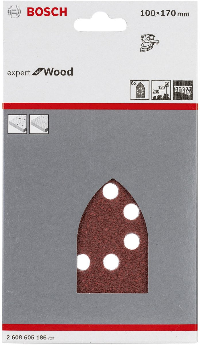 Bosch - 6-delige schuurbladset 100 x 170 mm, 60; 120; 240