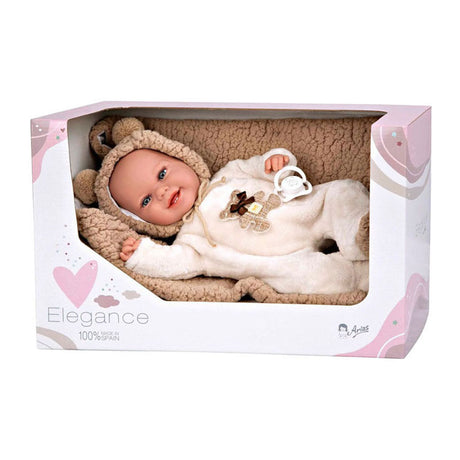 Elegance babyto babypop beige berenpakje met dekentje - 35 cm