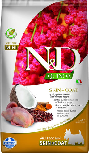 N d quinoa hondenvoeding skin coat - mini - kwartel 2,5 kg
