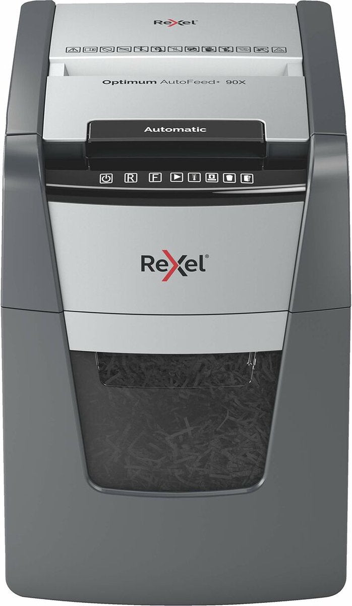 Rexel optimum autofeed 90x papierversnipperaar - p4 snippers - automatische invoer tot 90 vel - 34l - zwart
