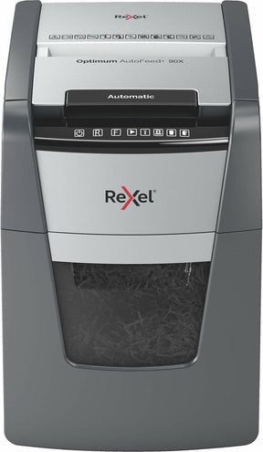 Rexel optimum autofeed 90x papierversnipperaar - p4 snippers - automatische invoer tot 90 vel - 34l - zwart