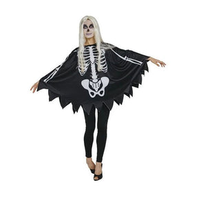 Kostuum vrouw skelet poncho - one size