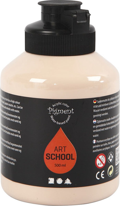 Pigment acrylverf – licht beige verf – acrylaatverf – acrylic paint – hobbyverf – sneldrogend – semi glanzend – dekkend – art school – 500 ml