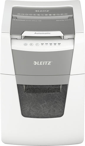 Leitz iq autofeed+ small office 100 stille papierversnipperaar - p4 snippers - tot 100 vel - 34l - wit