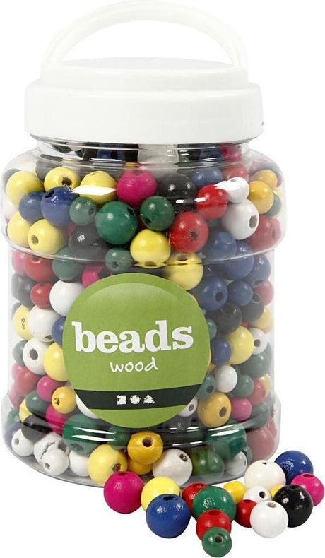 Creativ company houten kralen, d: 8+10+12 mm, gatgrootte 2-2,5 mm, 400 ml, diverse kleuren, china berry