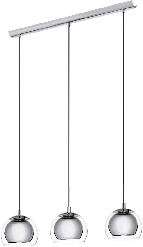 Eglo rocamar - hanglamp - e27 - 3 lichts - lengte 78 cm - glas - grijs zilver