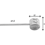 Elvedes rem binnenkabel 2 000 mm 1×19 draads verzinkt ø1,5mm met t-nippel ø7 × 6mm