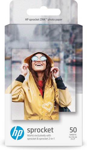 Hp sprocket - zelfklevend fotopapier - 5 x 7,6 cm - 50 vel