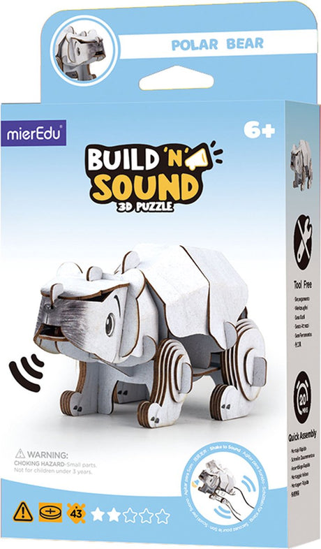 Mieredu 3d puzzel - ijsbeer - met geluid - 11,73x6x5,53cm - 6 jaar