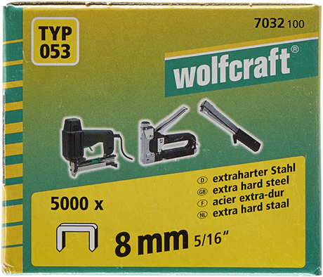 Wolfcraft - nietjes type 53 voor tacker - 5000 stuks - nieten met brede rug - extra hard staal - type 053 - 7032100