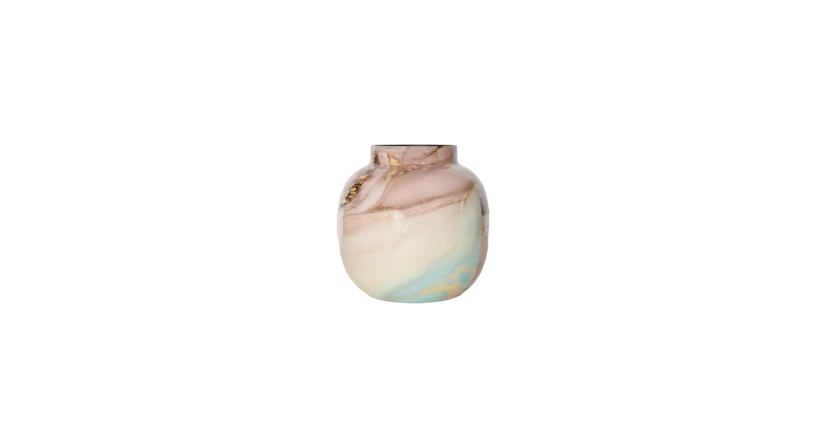 Metal vase marble d17 h17cm multicolour