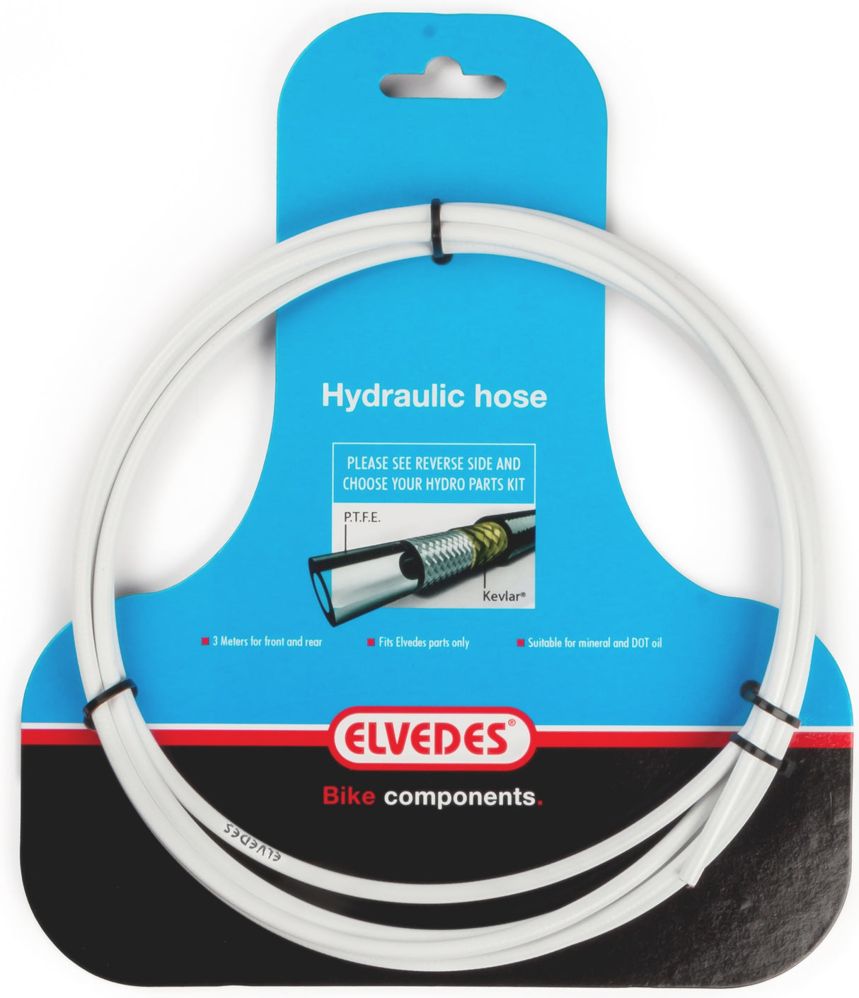 Tuyau hydraulique Elvedes avec doublure PTFE et protection Kevlar blanc (3 mètres sur carte)