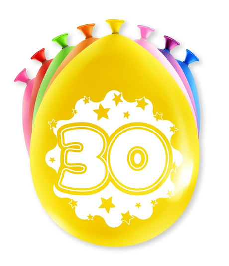 Paperdreams cijfer ballonnen - 30 jaar 8 stuks 30cm