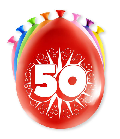 Paperdreams cijfer ballonnen - 50 jaar 8 stuks 30cm
