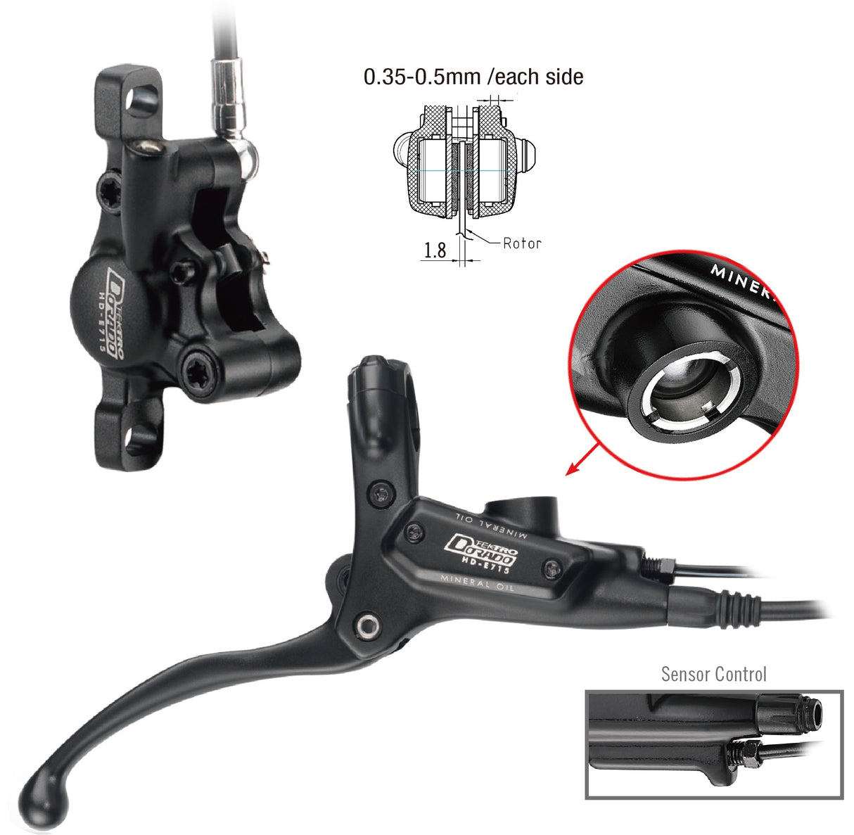 Tektro HD-E715 Hydraulic disc brake LH 1800mm Black