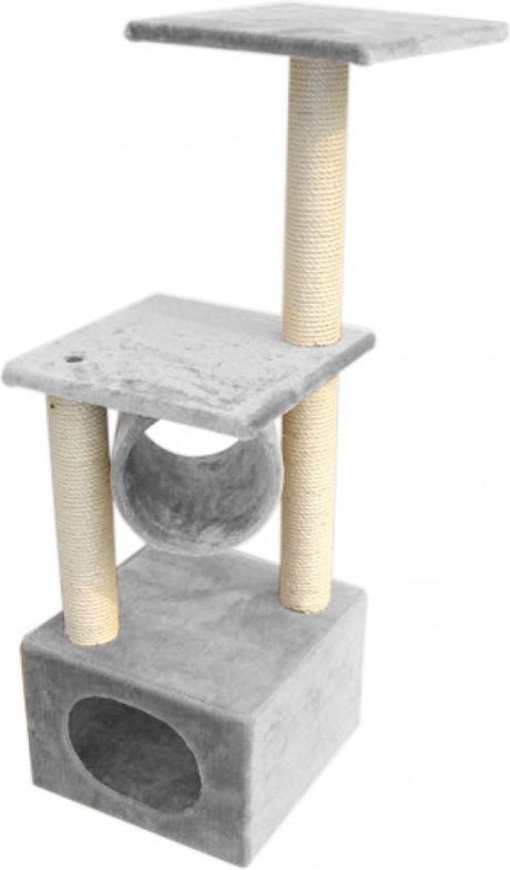 Ebi classic tree rodo krabpaal - krabpaal met slaaphok, tunnel en 3 sisalpalen - 38x38x110cm - grijs