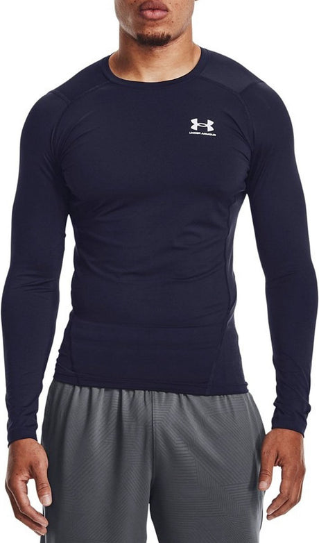 Under armour ua hg armour comp ls-blu heren sporshirt - midnight navy - wit