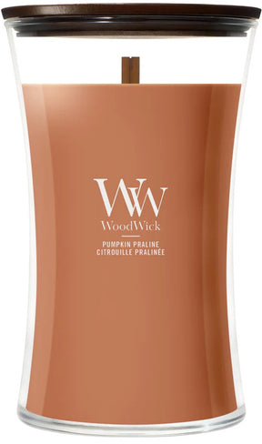 Woodwick hourglass - pumpkin praline - large geurkaars - 130 branduren