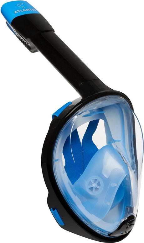 Atlantis snorkelmasker - duikbril - snorkel - snorkelset - full face masker - volwassenen - zwart blauw - l xl