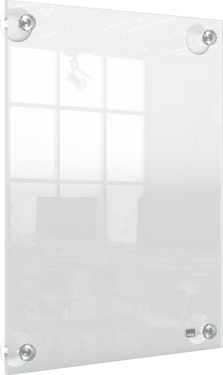Nobo premium plus verplaatsbaar a4 poster frame voor aan de muur - met zuignapmontage - transparant acryl